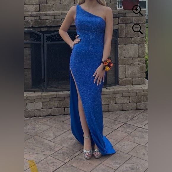 Sherri Hill Blue Formal Dress 00 - Picture 5 of 6